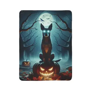 Halloween, Dog, Jack O Lantern, Fleece Sherpa Blanket