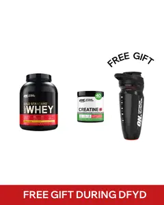 Optimum Nutrition Gold Standard Banana Cream 100% Whey Protein 5 lbs & CREATINE+ STRAW PEACH .79 lbs