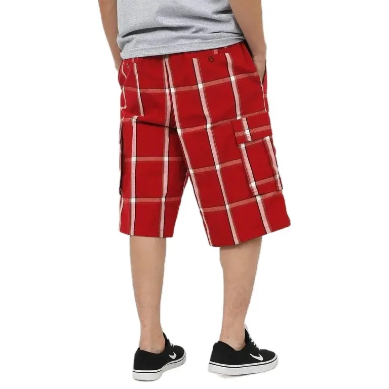 Men's Checkered Loose Fit Plaid Cargo Shorts - Black & White, Casual Style, Ideal for Tropical Wear - Menswear Pocket