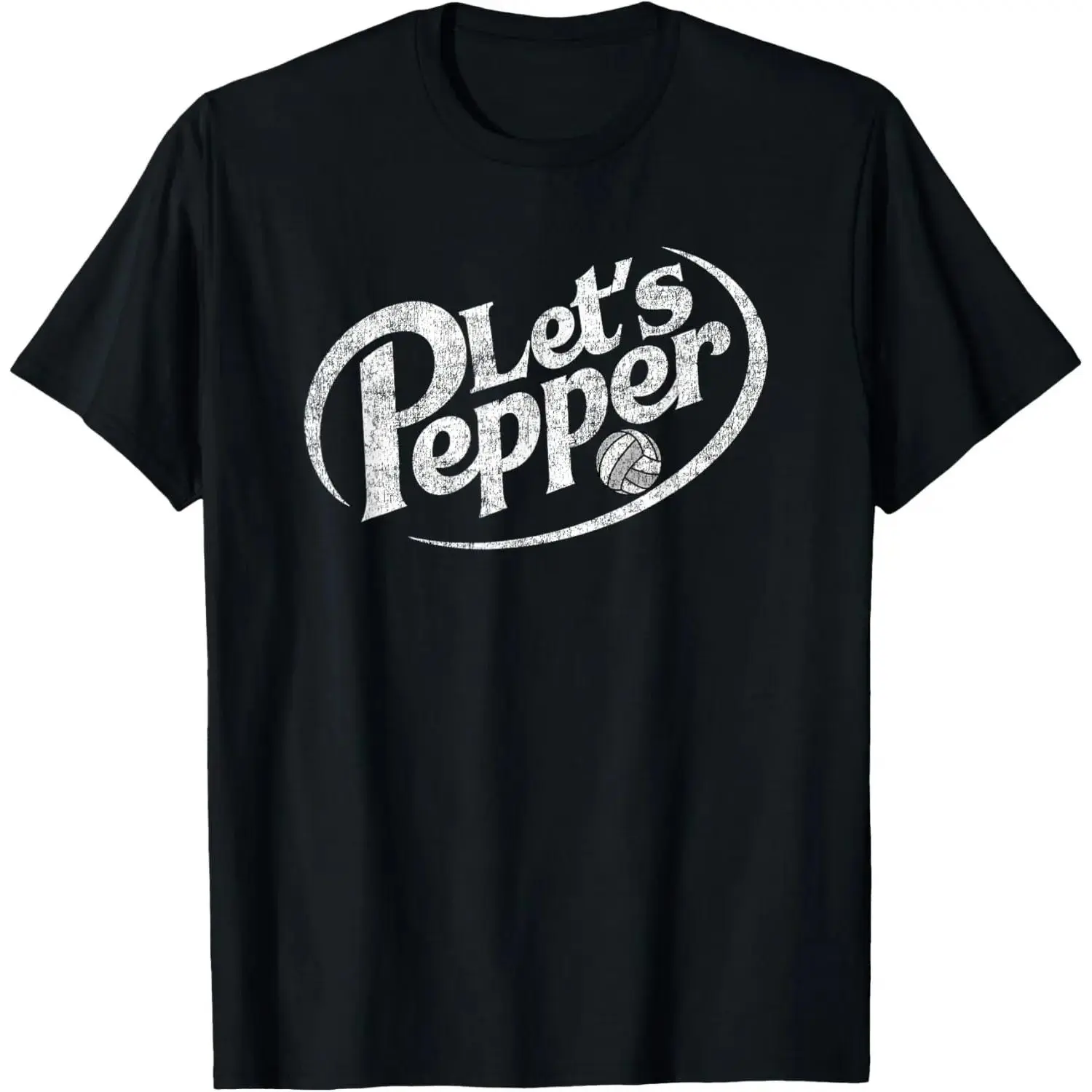 Unisex Volleyball Let's Pepper Practice Distressed Design Round Neck Short Sleeve T-Shirt Women's Men Graphic TeeOversizedTee, UnisexTshirt, CasualTshirt RidgeHiker