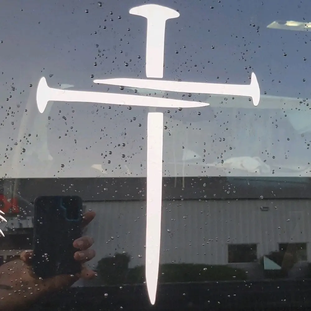 11.5in 3-Nail Cross Vinyl Decal