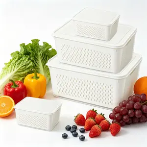 8 PCS Large Fruit Storage Containers 3.5L for Fridge with Removable Colander, Airtight Produce Storage Containers, Berry Keeper Container, Vegetable Storage Container, Leakproof Fridge Organizer Bins with Lids, BPA Free Produce Saver for Refrigerator