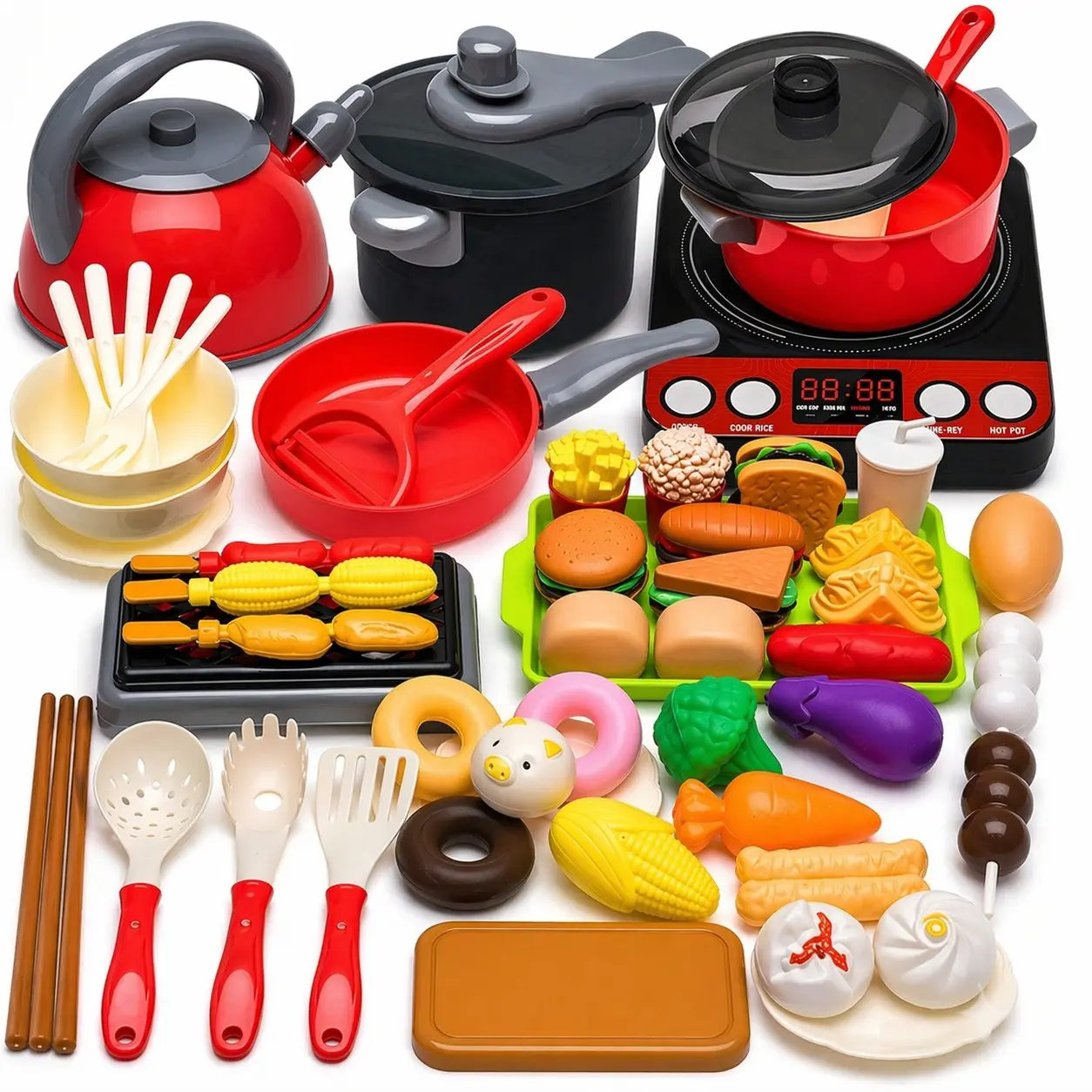 Kitchen Toy Set for Kids, Pretend Play Kitchen Accessories, Pretend Cooking Utensils, Cooking Toy Kit, Fun Simulation Kitchen Tools, Educational Role-Playing Game