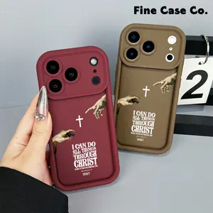 Faith Cross Hand of Creation Quote Soft Phone Case compatible with iPhone 17 Pro iPhone 16 Pro Max 15 Plus 14Pro 13 12 11 XS Max XS XR & Samsung Galaxy S25 Ultra S24 Plus S23 shockproof protective elegant inspirational design