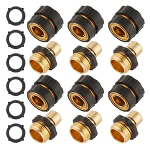 BILAL 6 Set Quick Connect Hose Fittings for Garden Hose Quick Connector with Gasket, 3/4 Inch GHT Male and Female Attachment Quick Release Water Hose Adapter