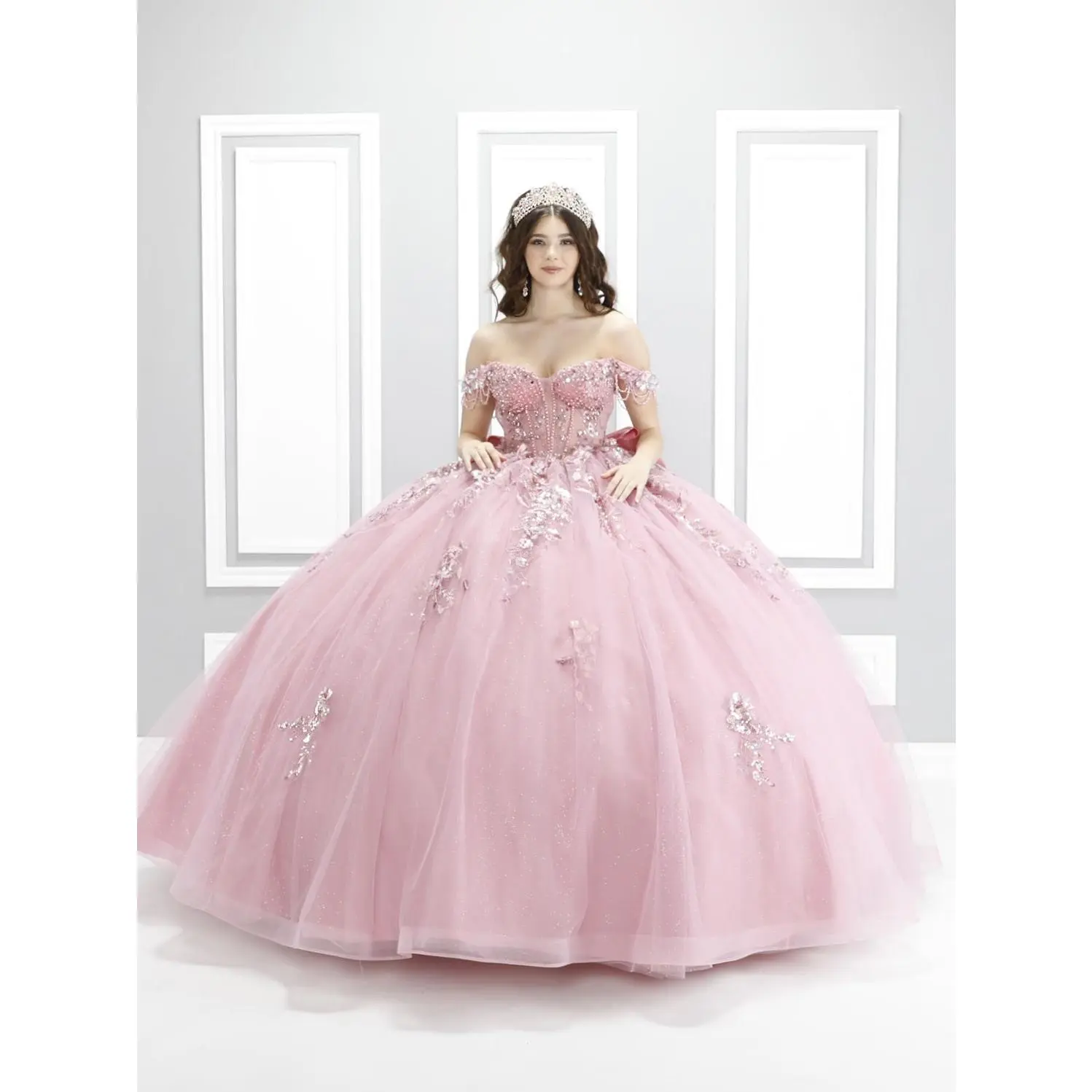60004X Quinceañera Dress | Off-the-Shoulder Beaded Fiesta Gown