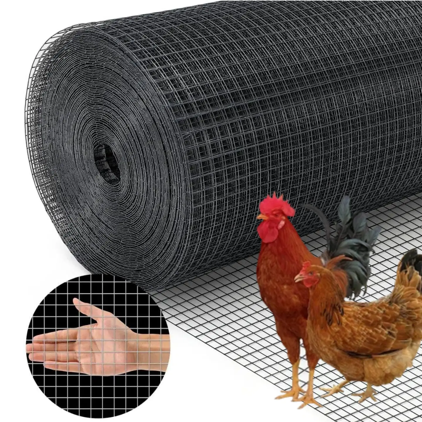 1/2 in PVC-Vinyl Coated Welded Wire Mesh Fencing Roll (36x100ft) - Home Improvement & Garden Supplies, Secure Your Space, Easy Install for Chicken Coops