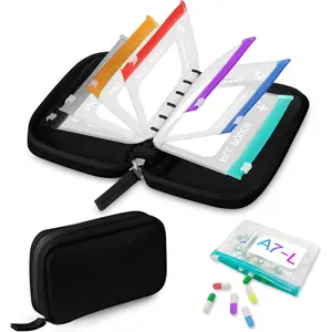 A8 Waterproof Pill Organizer with 7/14 PCS Zippered Pill Pouches for A7 Binder, BPA-Free Weekly Medicine Organizer, Supplement Organizer, Color-Coded Reusable Travel Pill Storage System