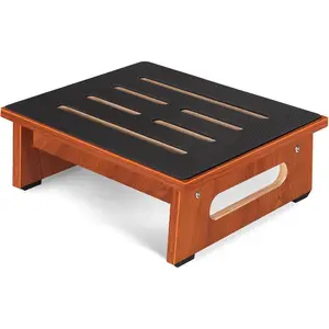 One Step Stool for Adults Seniors with Non-Slip Rubber Stepping Surface, Heavy Duty Wooden Step Stool with 450 LBS Capacity Bed Steps for High Beds, Bathroom, Bedroom, Kitchen Bedside Support