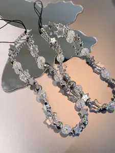 Icy Galaxy | White Planet Crystal Phone Strap, Crystal Phone Charm, Phone Accessories