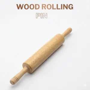 Classic Wood Rolling Pin, 18-Inch Hardwood Dough Roller for Baking Pizza, Pies, Pastry and Cookies, Ergonomic Handles, Kitchen Essential