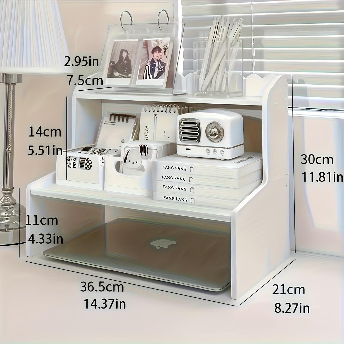 Minimalist White Desktop Organizer Shelf – Multi-Use Storage Rack for Books, Cosmetics & Office Supplies, Space-Saving Desk Organizer for Dorm, Bedroom & Home Office