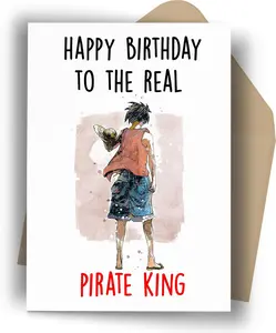 Printing The Real Pirate King Birthday Card Anime Greeting Card for Fans Premium Cardstock with Sharp Print Quality and Blank Interior for Personal Messages