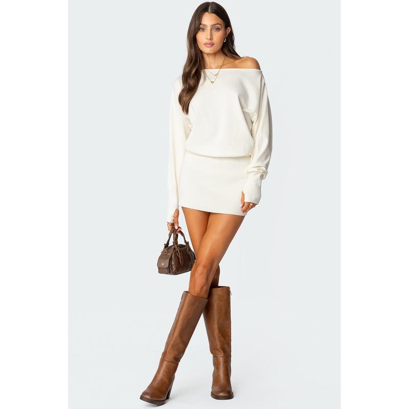 Eve Off Shoulder Knit Mini Dress