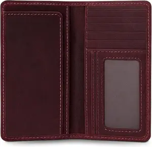 Classic Full-Grain Leather Long Bifold Wallets - Sleek Handcrafted Cowboys Wallet for Men - Compact Minimalist Men's Bifold Wallets w/ Multiple Card Slots, 2 Long Side Pockets, & Sleeve