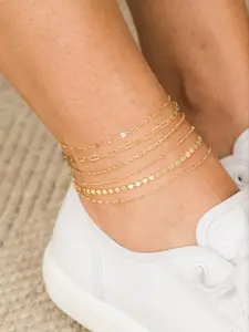 Waterproof Women's Anklet, Layered Anklet, Zigzag, Box, Pin, Beads, Fishtail Design, Summer Jewelry, Elegant Gold Anklet, Jewelry Gifts