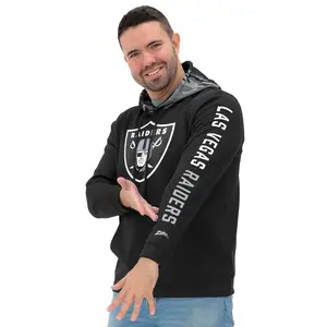 Zubaz NFL   Men's Front and Sleeve Print Camo Line Hood Hoodie, LAS VEGAS RAIDERS