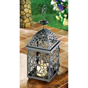 Moroccan Birdcage Candle Lantern - Decorative Metal Table Lamp with Glass Design, Ideal for Hanging Decorative Lighting