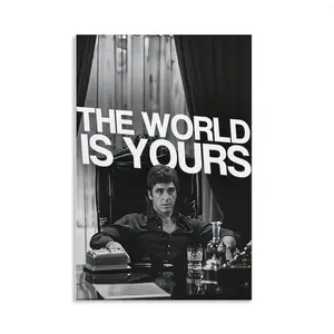 "The World Is Yours" Scarface Wall Art  Iconic vintage decor for hustlers! Perfect for man caves & office vibes Claim your destiny with this bold decor piece
