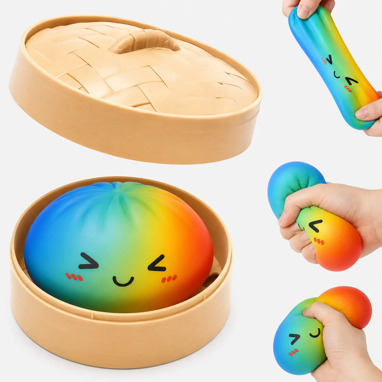 1PC Adorable Dumpling Stress Relief Toy, Cute Kawaii Soft Squeeze Stress Relief Ball,  Assorted Color Sensory Fidget Toy