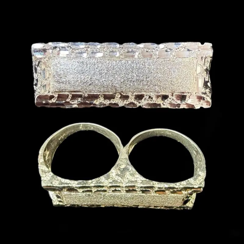 Nugget 2 Finger Ring Silver