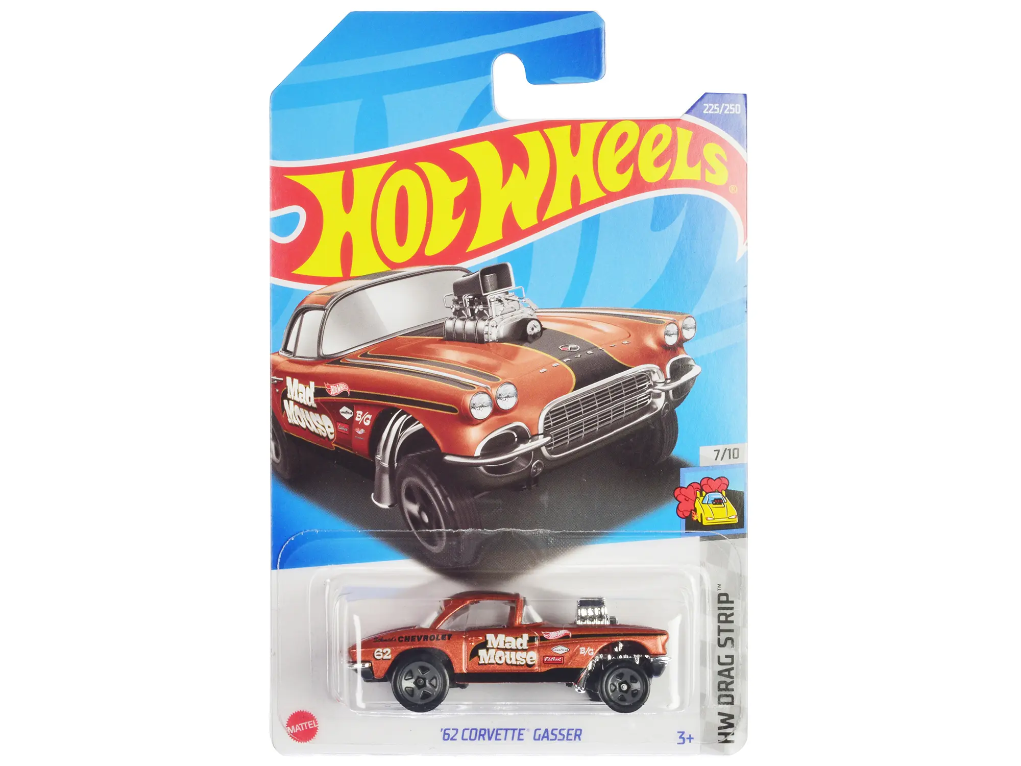 1962 Chevrolet Corvette Gasser "Mad Mouse" Copper Metallic w/Black Stripes "HW Drag Strip" Series Diecast Model Car by Hot Wheels