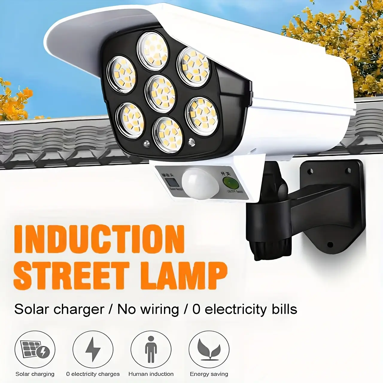 Solar Fake Security Camera with LED Light - 1:1 Realistic Design, Motion Sensor & Remote Control, IP65 Waterproof, Rechargeable Deterrent Light for Home, Garden, Garage - Durable Plastic, Monitoring, Sensor Security Lighting