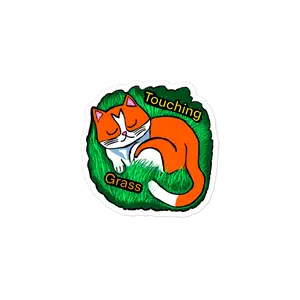 Touching Grass Cat Sticker