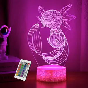Axolotl Gifts, 3D Illusion Lamp, 3D Axolotl Night Light with Remote and Touch Control, Axolotl Decor for  Room, Girls Birthday Gamer Gaming Gifts