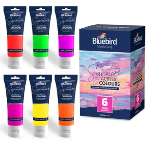 Bluebird Signature Acrylic Paint Set, Neon Colors, 6-Pack 2.5 Fl Oz each