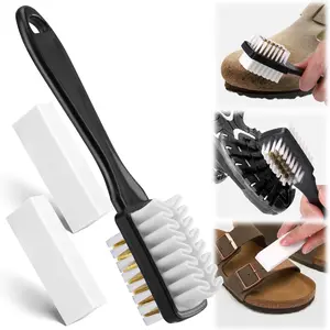 Shoes Cleaning Brush Kit for , 3 count Suede & Nubuck Care Set with 2-in-1 Shoe Cleaning Brush & Eraser for  Sandals,Clogs,Leather Footbeds & , Maintenance Tool