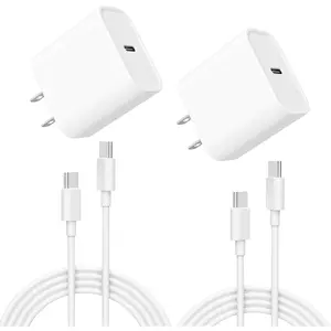 2 Pack 20W USB C Fast Wall Charger Block with 6 FT USB-C to C Cable for iPhone 16 15/15 Plus/15 Pro/15 Pro Max/iPad Pro/Air/Mini