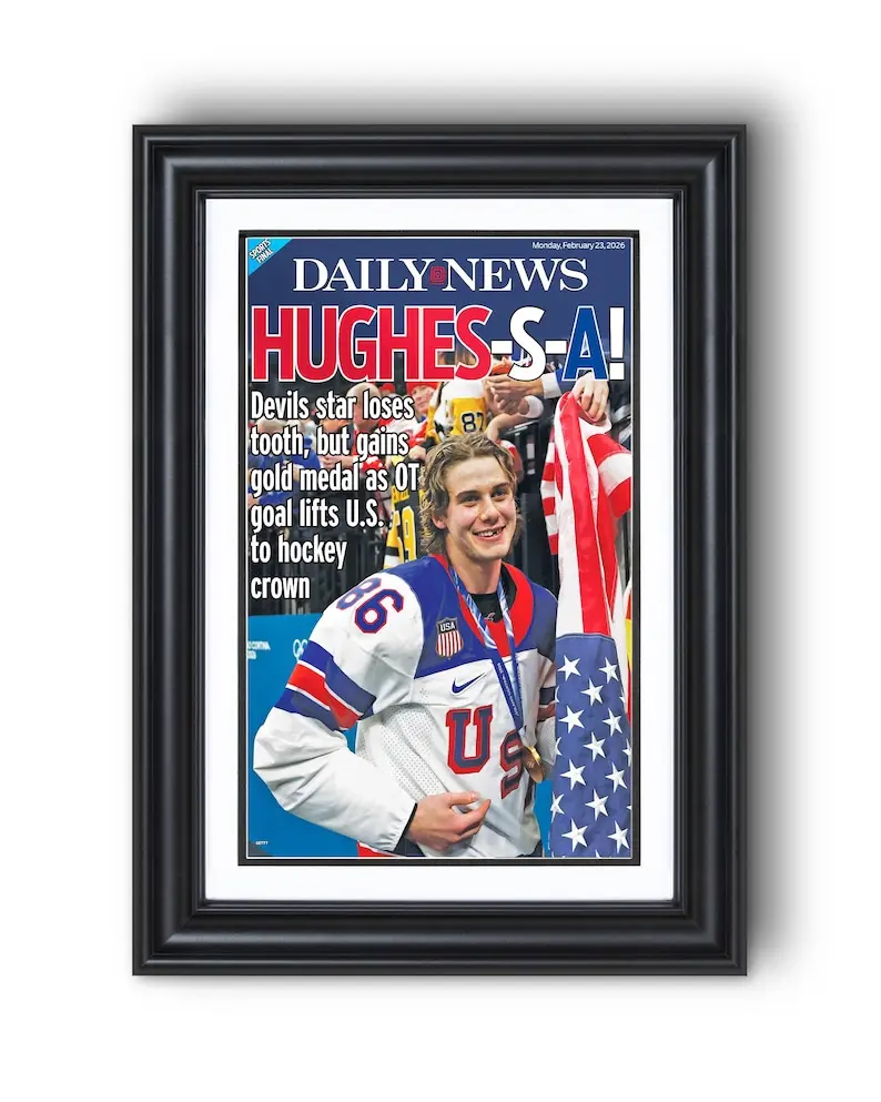 [Unframed] 2026 USA Hockey “HUGHES-A” Jack Hughes Gold Medal OT Winner  Poster