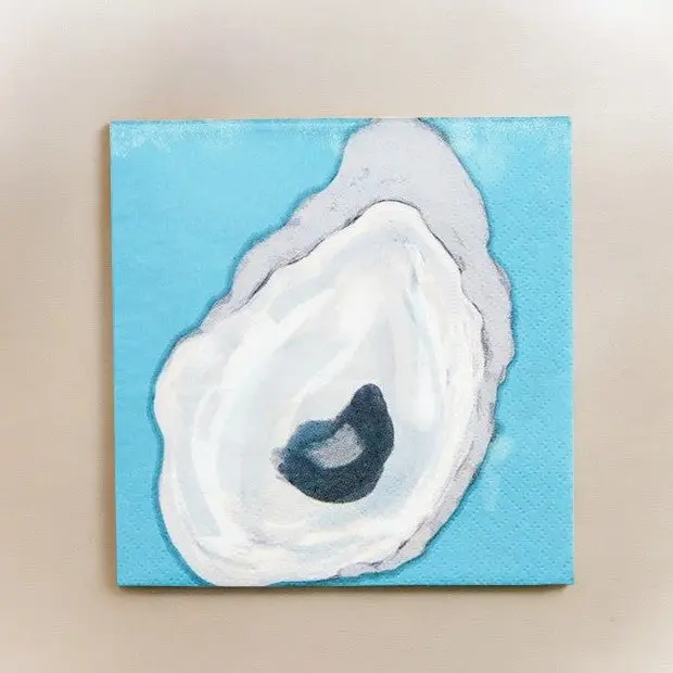 Aqua Single Oyster Shell Cocktail Napkins - Pack of 12