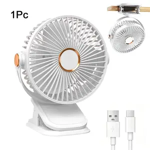 Portable Clip On Fan With Led Lights, Battery Operated Usb Desk Clip Fan, Rechargeable Mini Table Fan, 360° Rotate Personal Cooling Clip On Fan for Bedroom, Office, Stroller, Camping, It's Great as a Gift for Family and Friends