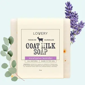 LoveryGifts Handmade Goat Milk Soap Bar – 5oz with Organic Shea Butter, Eucalyptus Lavender Scent – Made in USA, Gentle & Soothing Body Care for Soft, Nourished Skin