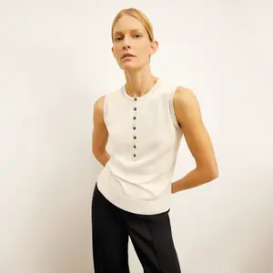 Crimmins Pointelle Tank - 365 Cotton Silk Knit :: Ivory