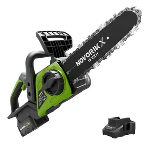 NovorikX 20V Cordless Chainsaw, 10-Inch Electric Chain Saw with 4.0Ah Battery & Charger, Auto Oiler, Tool-Free Chain Tension for Tree Trimming, Branch Cutting & Yard Work