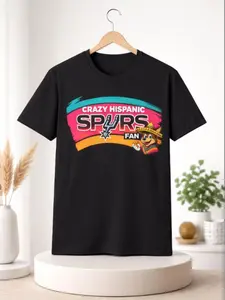 Crazy Hispanic Spurs Fan T-Shirt, Basketball Team Pride, Retro Graphic