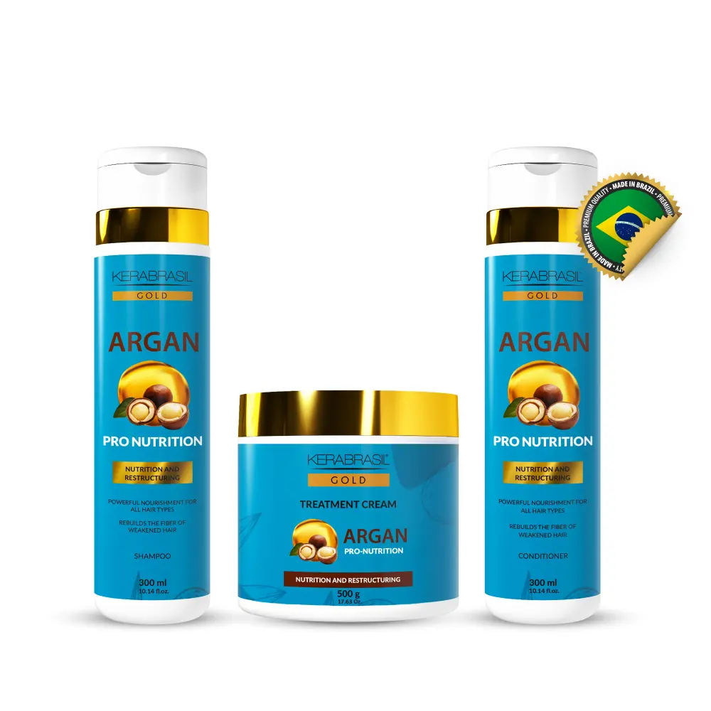 Kerabrasil Argan Oil Nourishing – Enriched with Keratin, Vitamins & Essential Fatty Acids – Gently Cleanses, Helps Revitalize Hair, Adds Softness & Shine (Kit)