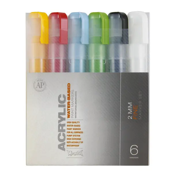 Montana Acrylic 6 Color Fine Paint Marker Set (2mm)