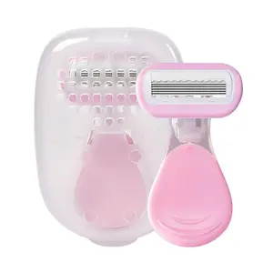 Portable Women's Shaving Razor with 5 Blades, Bikini Shaver, 1 Count Travel Friendly Manual Shaver for Smooth Skin, Hair Removal Tool for Women, Body Care