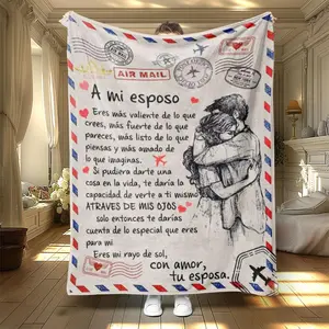 Travel & Letter Themed Slogan Print Blanket, 1 Count Soft Warm Nap, Air-conditioned Room Blanket for Home Office Travel Dormitory Camping