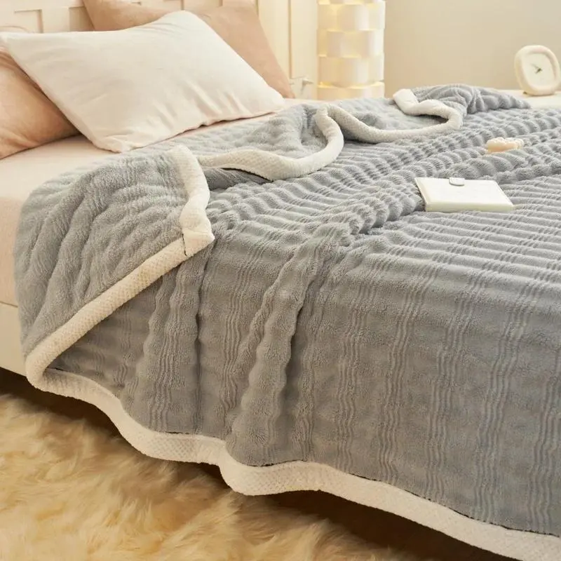 Jacquard Fluffy Blanket, 1 Count Soft Comfortable Throw Blanket, Warm Napping Blanket for Bedroom Living Room Office Leisure Nap