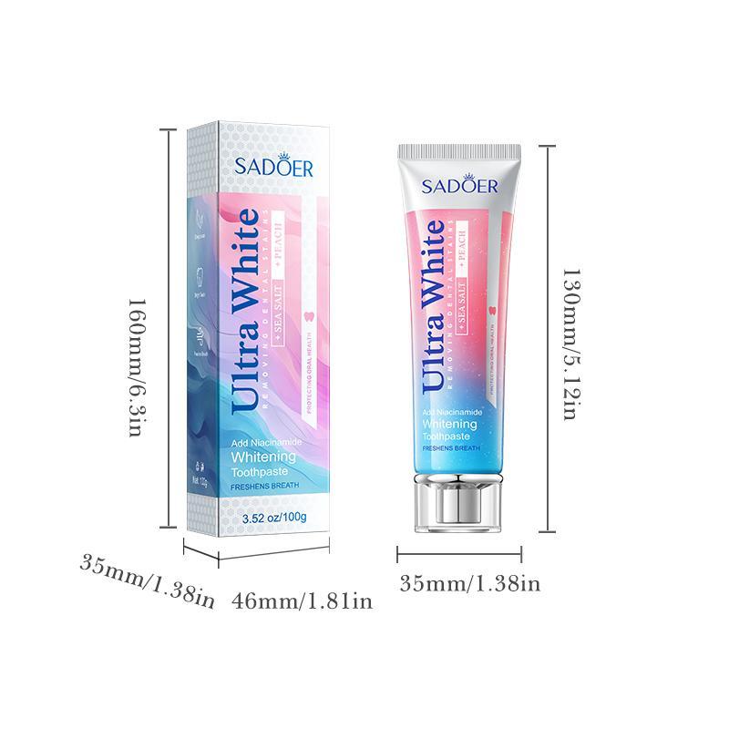 Niacinamide-Infused Peach Sea Salt Toothpaste, Mild Natural Formula with Juicy Peach Flavor, SLS-Free & Non-Irritating, Protects Enamel, Ideal for Sensitive Gums and Daily Gentle Cleansing