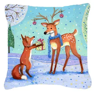 Carolines Treasures CDCO0416PW1414 Christmas Present From the Fox Canvas Decorative Pillow