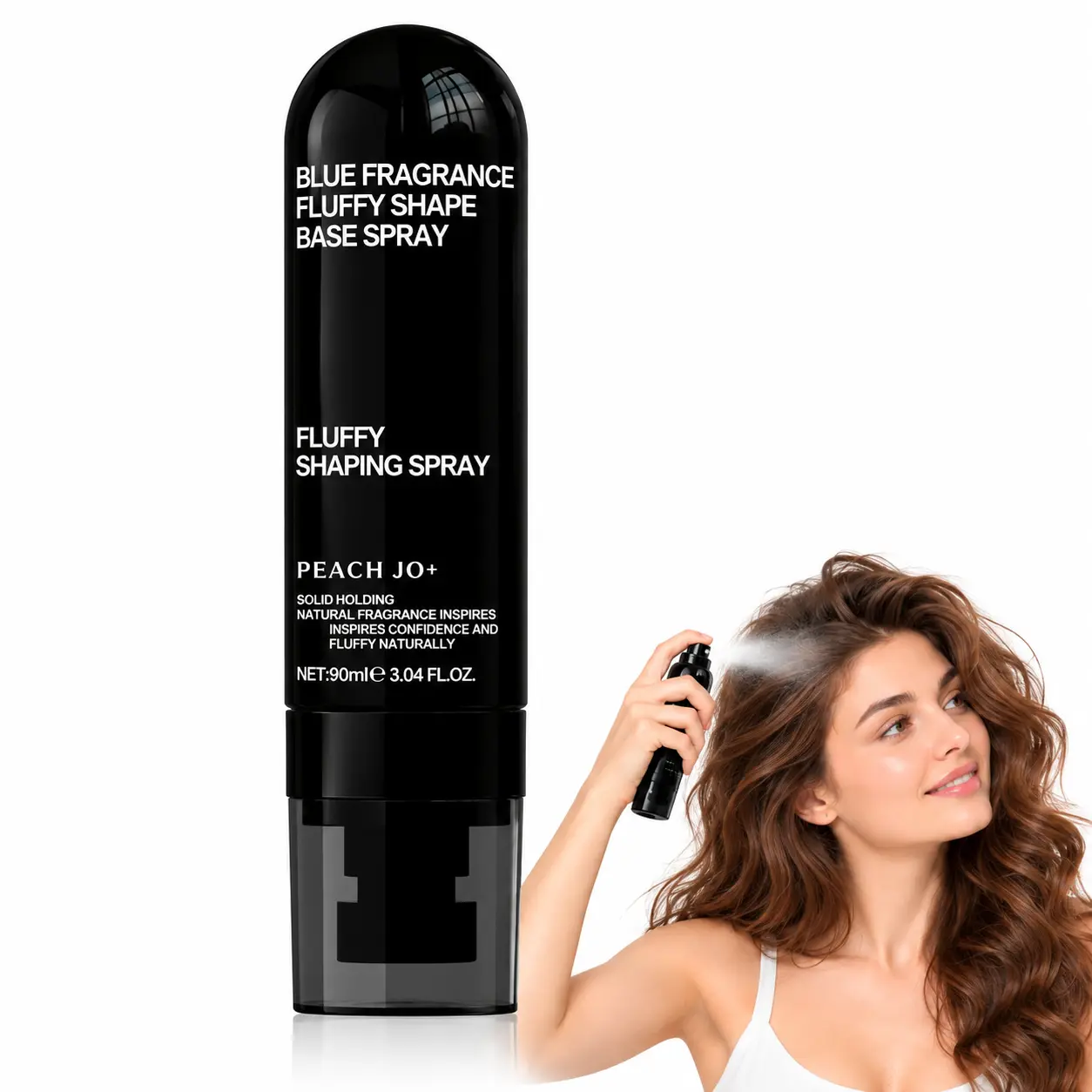 Fluffy Hair Spray, Root Lift Volumizing Spray for Fine Flat Hair, Lightweight Hair Styling Mist with Peach Scent, Non-Greasy Hair Texture Spray, Strong Hold Hair Setting Spray, Natural Looking Volume for Women & Men, 90ml
