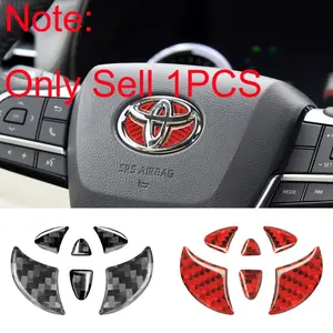For Toyota Corolla CHR Rav4 Prius Auris Yaris Aygo Avensis Camry Land Cruiser Accessories Fit Carbon Fiber Car Steering Wheel Emblem Badge Logo Decoration Unique Design Car Stickers Sticker Decals