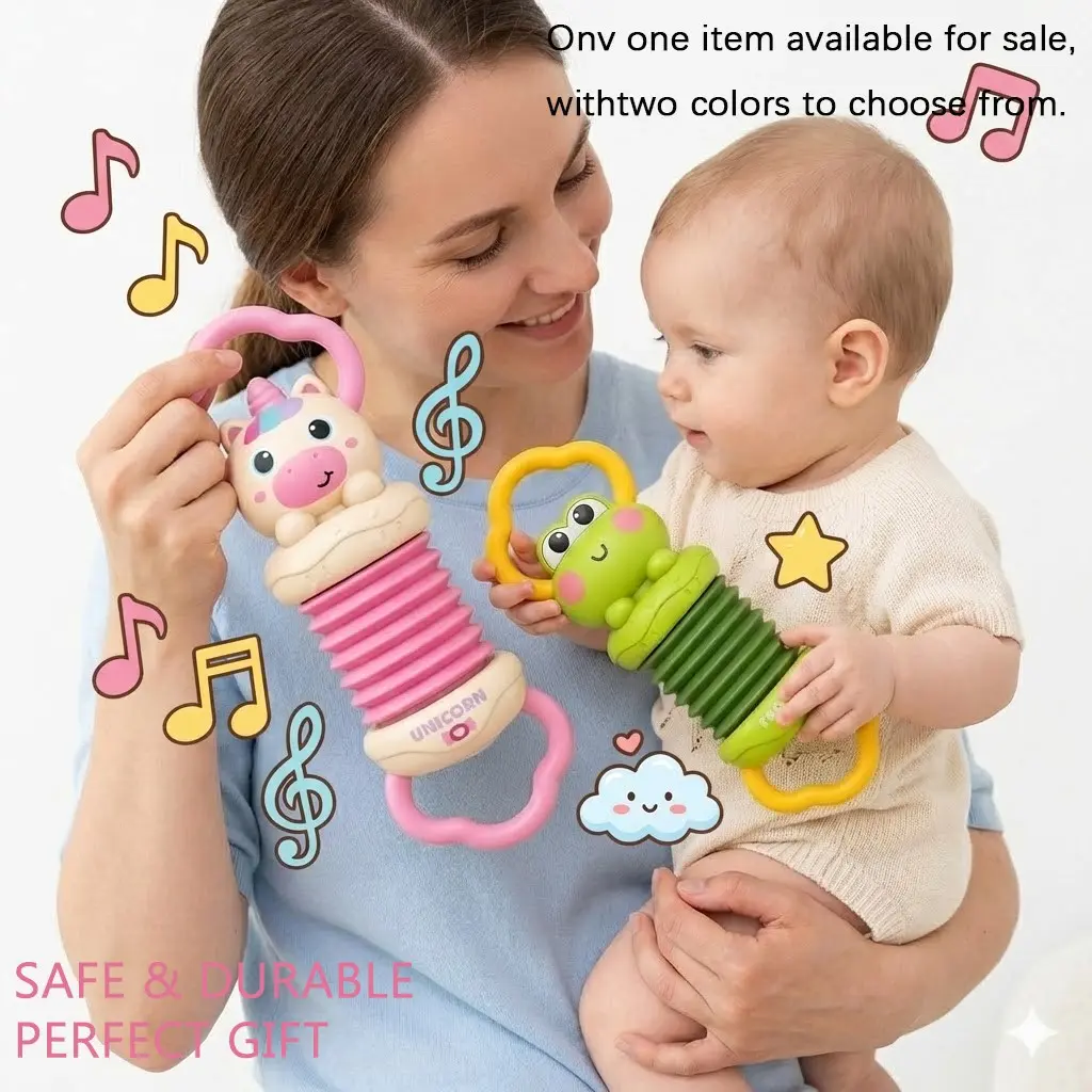 Baby Accordion Play Toy, Stretch Press Sound Toy for Infants, Toddlers, Cute Cartoon Design, Easy Grip Rattle, Perfect Gift for Baby Hand Training, Music Starter Toy