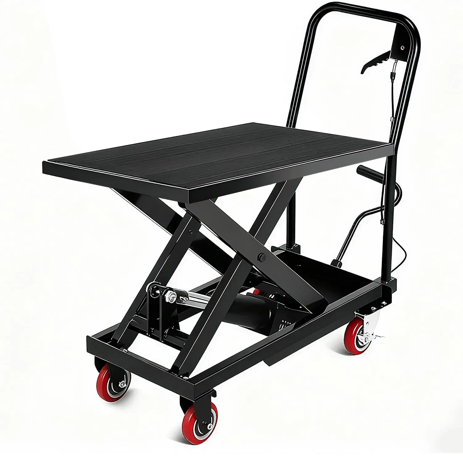 Garvee Hydraulic Lift Table Cart, 330Lbs Capacity 28.5" Lifting Height, Single Scissor Lift Table with Non-Slip Pad & Safety Guard for Material Handling & Transportation